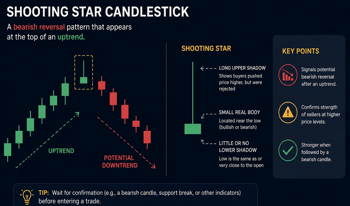 shooting star candlestick illustration