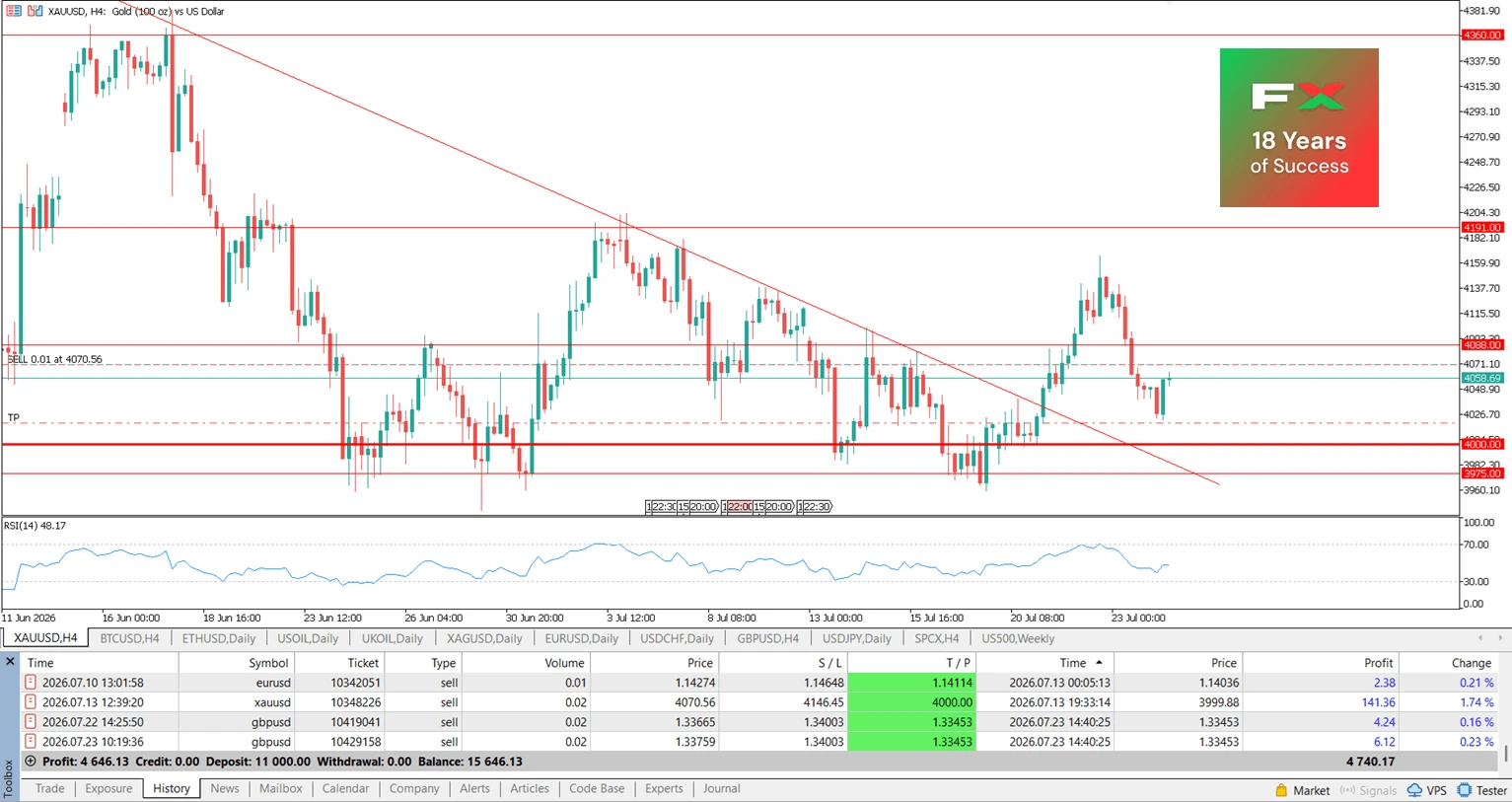 Trading Profit Displayed in MT5
